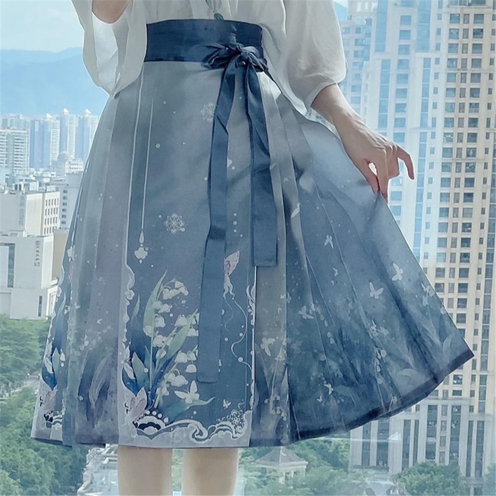 Chinese Song Dynasty Style Hanfu For Women Pleated Skirt Daily Set Spring And Autumn