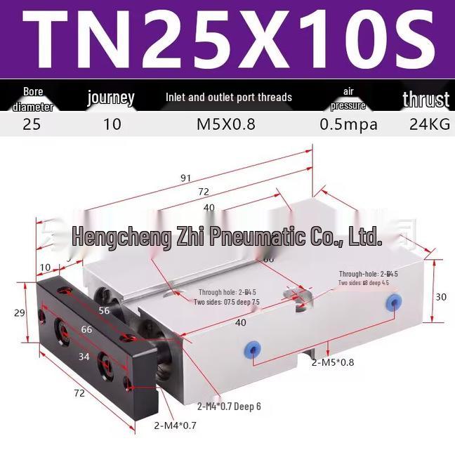 Double Shaft Pneumatic Cylinder with Dual Piston Rods TN10-40
