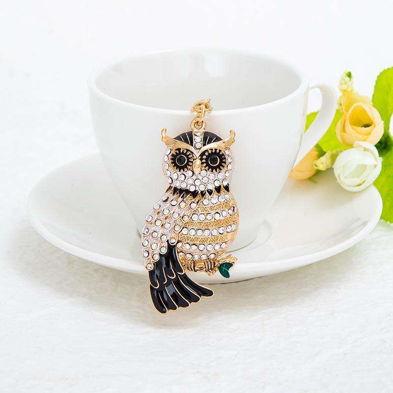 

Корейская версия креативных подарков, брелки серии животных, стразы, сова, автомобильный брелок, подвески для сумок, легкие роскошные подарочные подвески 8 cm чёрный