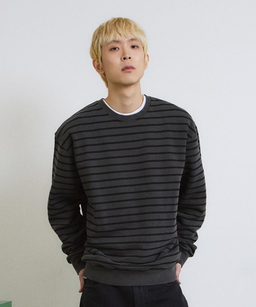 ADERNM Pigment Daily Stripe Sweatshirt (Charcoal)