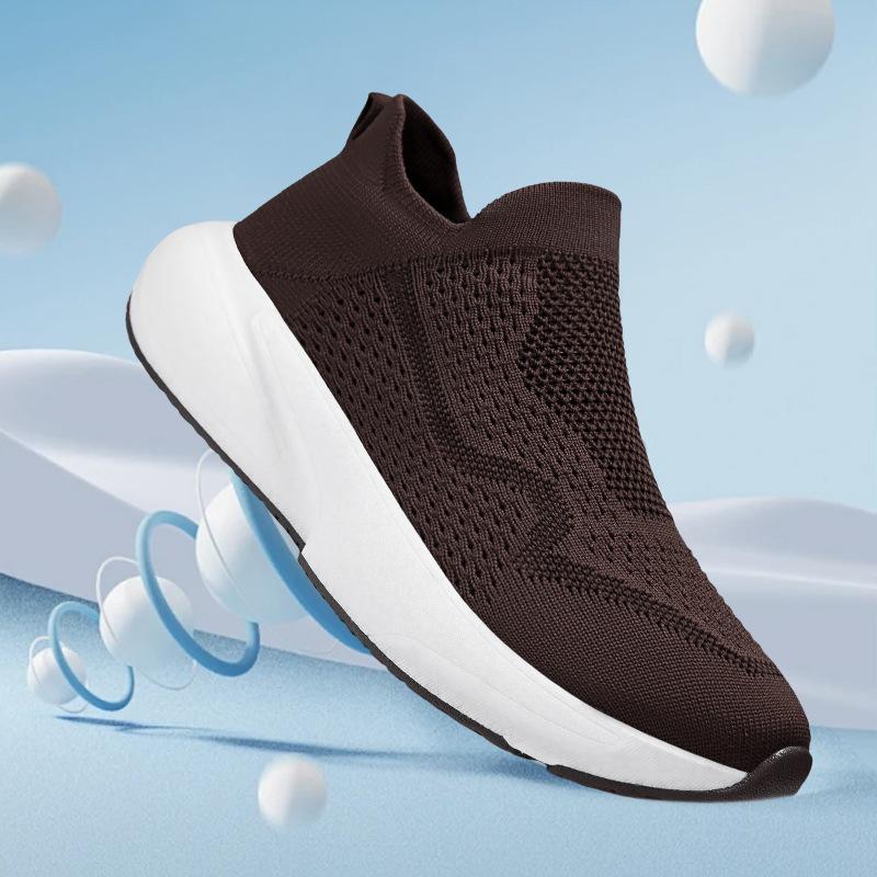 Large Size Popcorn Sole Fly-Woven Mesh Breathable Sports And Leisure Running Shoes One-Pedal Socks Men'S Shoes