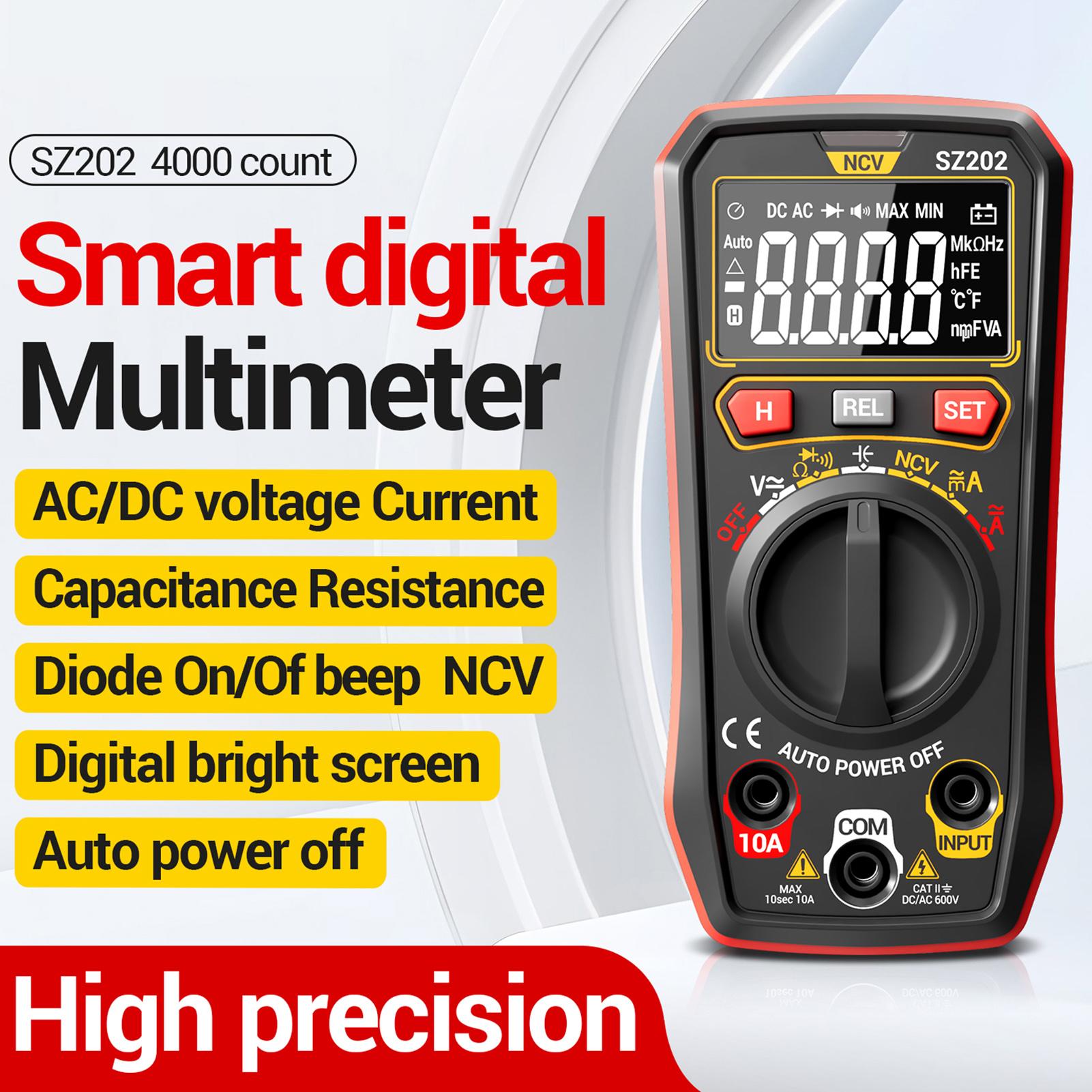 

Digital Multimeter, Auto Ranging 4000 Counts, Portable Ohm Volt Amp Tester Measures NCV, Voltage, Current, Diode, червоний