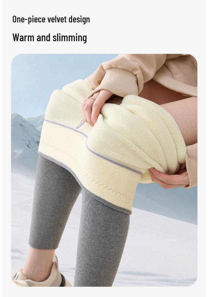 Women's Slimming Extra Thick Lambswool Cotton Pants - Warm Velvet, Non-Bulky, Perfect for Autumn and Winter.