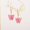 Fashion New Women's Butterfly Earrings Colored Acrylic Butterfly Pendant Gold Ear Buckle Ear Accessory Set
