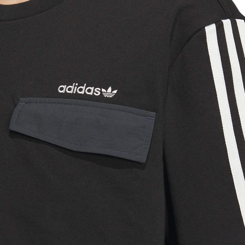 Adidas Originals Trefoil Short Sleeve Graphic Tee With 3-Stripes Pieced Crewneck Men Tops Black IU4812