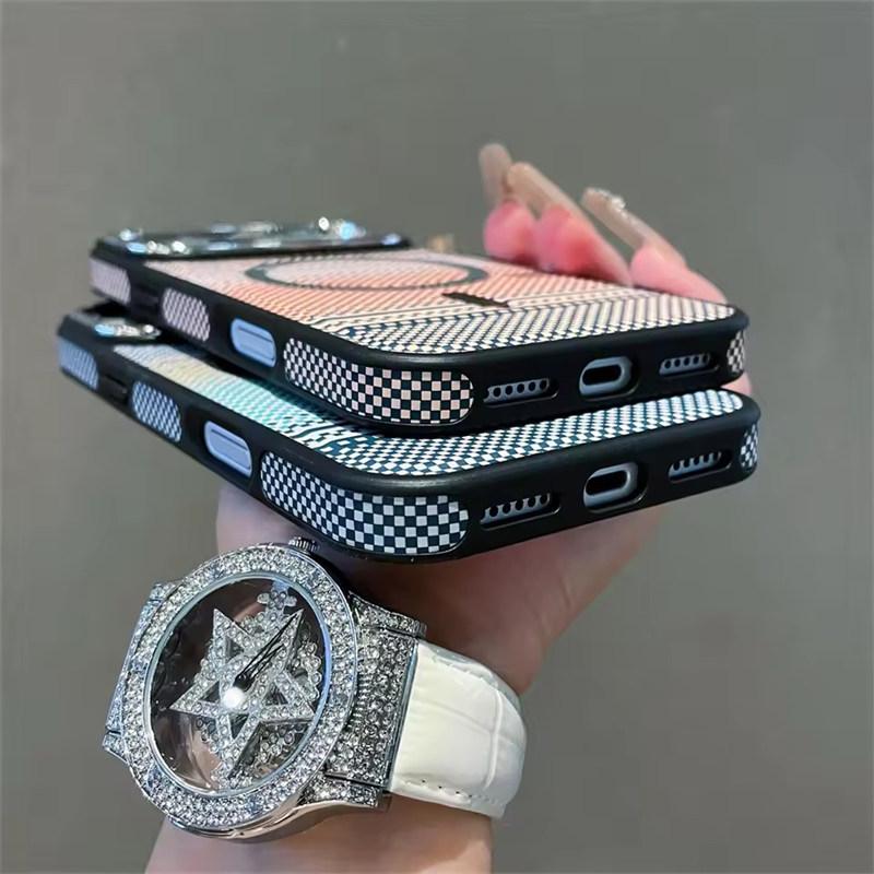 Slim Magnetic Striped Pattern Case for iPhone 17 Air Pro Max 16 15 14 Plus Pro Max for Magsafe Shockproof Ultra Thin Colorful Cover