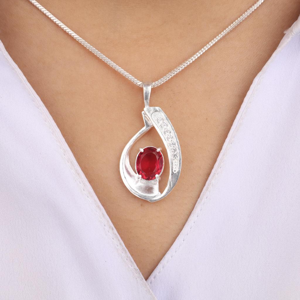 Pink Rubellite Gemstone 925 Sterling Silver Partywear Zircon Pendant 1.4" Women Jewelry For Gift CZP-16-9