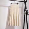 Autumn and Winter High Waisted Knitted Skirt for Women Mid Length Pleated Skirt