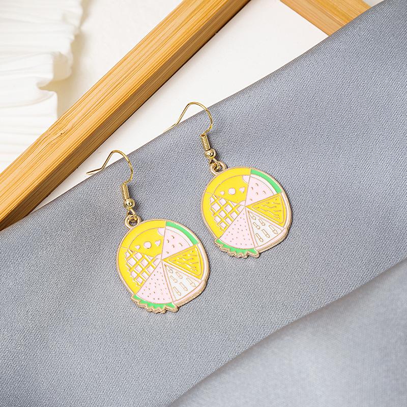 Fun Cartoon Asymmetrical Oil Drop Earrings, Guochao Panda Animal Fruit Earrings, Cute Mushroom Leaf Earrings