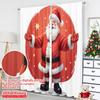 2pcs 2D Flat Printing Christmas Curtain Santa Claus Christmas Tree Sparkle Fabric Without Electricity Holiday Decorations Use