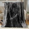 Grim Reaper Skeleton Dark Fantasy Fleece Blanket Horror Theme Soft Warm Throw Blanket for Halloween Fans Bedroom Decor Gift