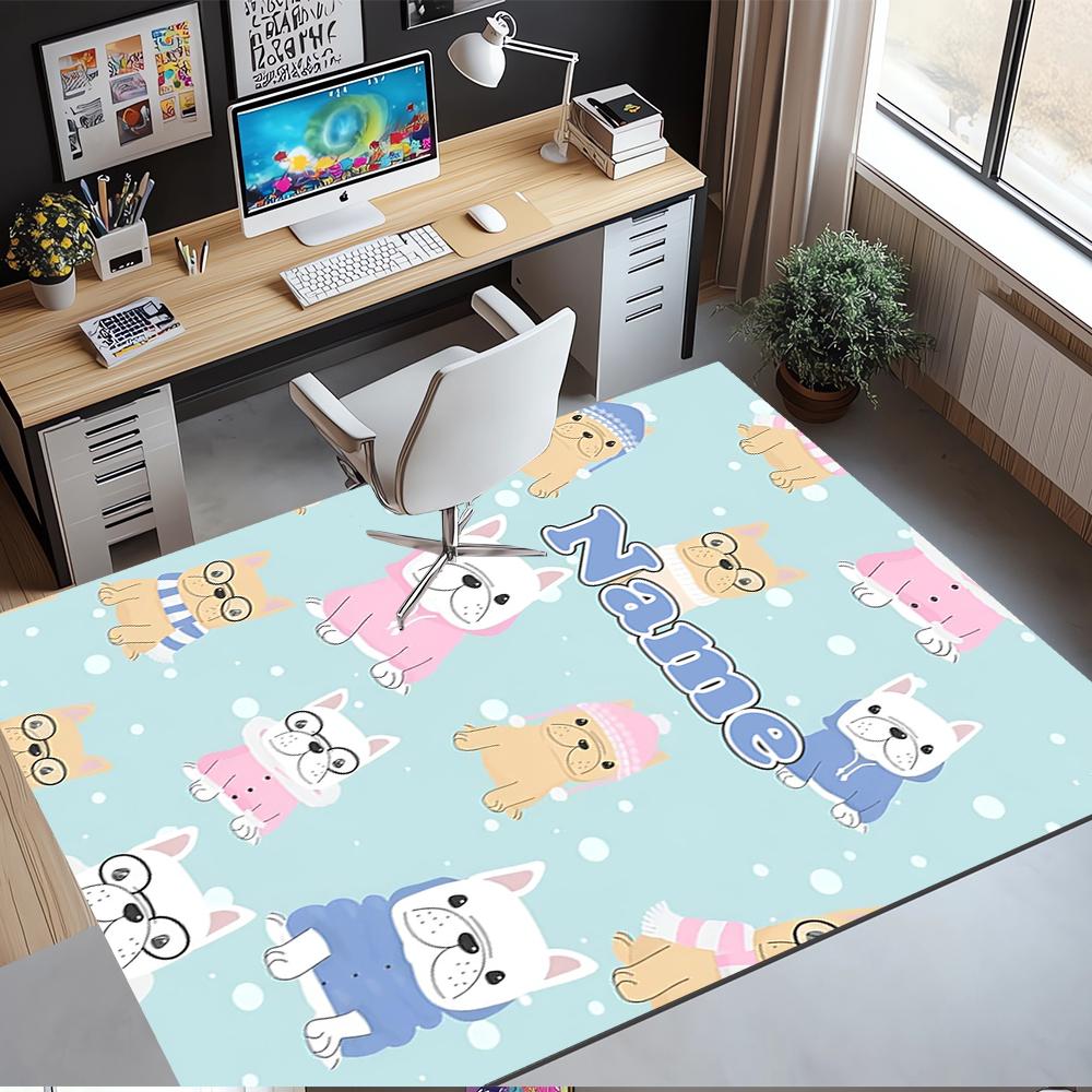 Tappeto Stampato con Nome Personalizzato per Cane, Tappeto per Sedia da Ufficio, Soggiorno, Camera da Letto, Cucina, Decorazioni, Regali.