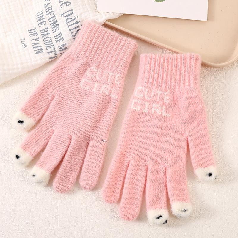 Kobiety Mężczyźni Zimowe Dzianinowe Pełne Rękawiczki Rękawiczki Unisex Solidne Rękawiczki Do Ekranów Dotykowych Outdoor Ciepłe Rękawiczki Do Jazdy Na Rowerze