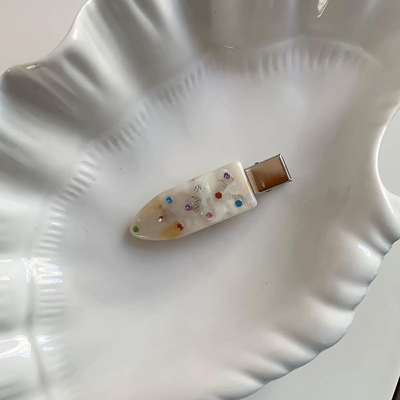 Superior Acetic Acid Colorful Rhinestones Seamless Hair Clip Female Sweet Bangs Clip Delicate Temperament Side Clip