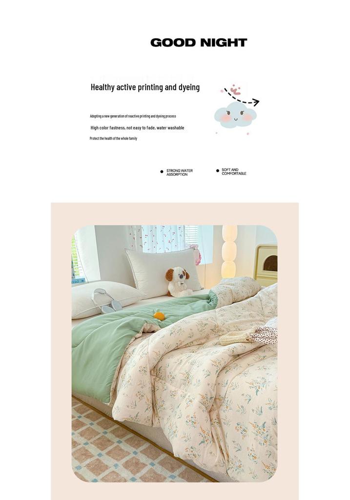 Class A Double-layer Gauze Washed Cotton Quilt - Thickened and Warm for Winter and Spring (3-4 lbs) Single Quilt Core