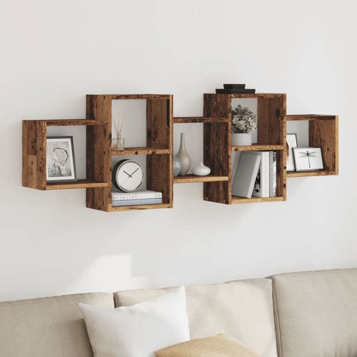 VidaXL Wall Shelf Old Wood 129x18x42 Cm Engineered Wood 853225