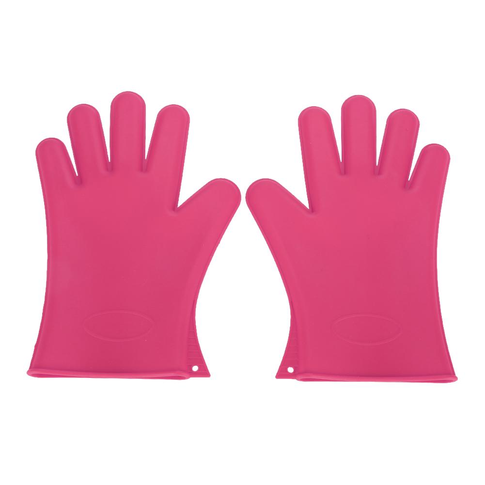 Silicone Waterproof Pet Bathing Brush Grooming Massage Gloves Dog Hair Comb Rose Red
