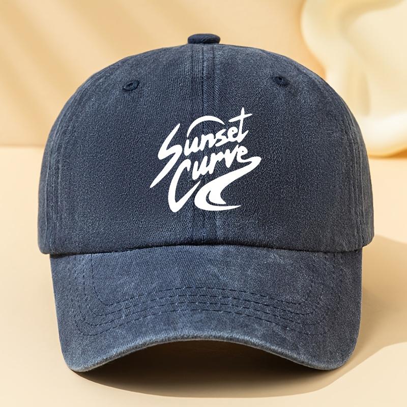 Czapka bejsbolowa męska z nadrukiem litery 'Sunset curve', odpowiednia na sporty outdoorowe i imprezy świąteczne, kreatywna