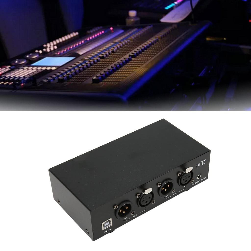 Phantom Power with XLR Cable and 3.5mm Sound Cable, Dual Microphone, 48V Power Supply for Condenser Microphones and Music Recording Equipment, High
