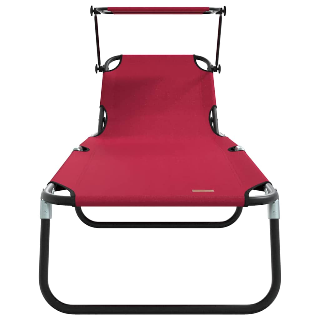 Folding Sun Lounger Red 190 x 57 x 81 cm Oxford Fabric