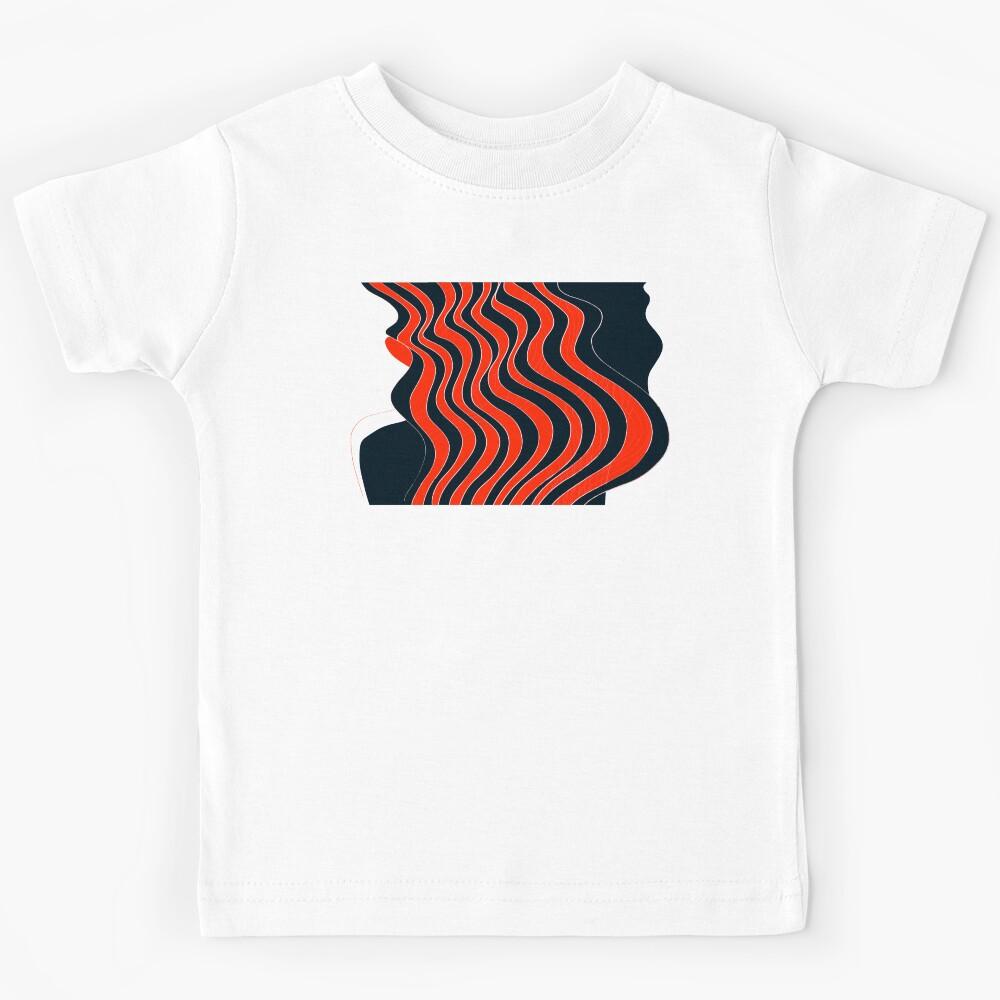 Waves Lines Red and Black Kids T-Shirt 160