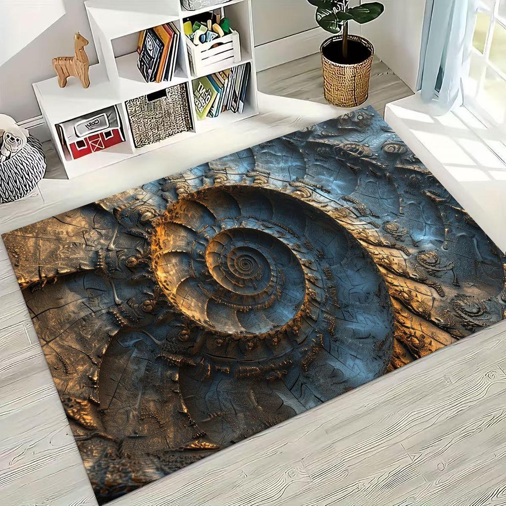 Ancient Creatures Dinosaur Ammonite Fossil Art Rug for Bedroom Living Room Sofa Home Doormat Decor,Large Kids Non-slip Floor Mat