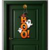 2D Flat Halloween Wooden Door Sign Ghost Witch Hat BOO Letter Hanging Plaque Outdoor Home Yard Welcome Party Wall Decor