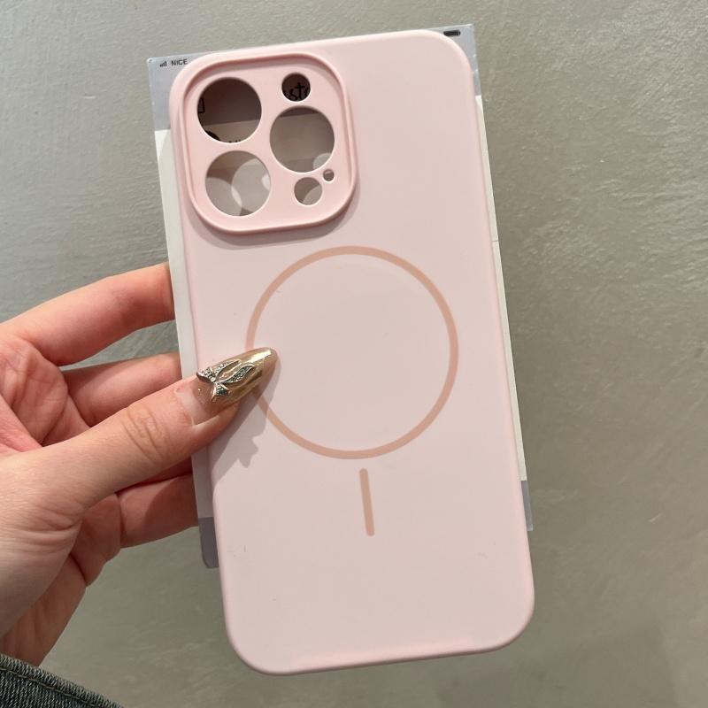 Original Liquid Silicone Soft Magnetic Case For iPhone 16 15 14 Plus 13 12 Pro Max Lens Protection Wireless Charge Plain Cover