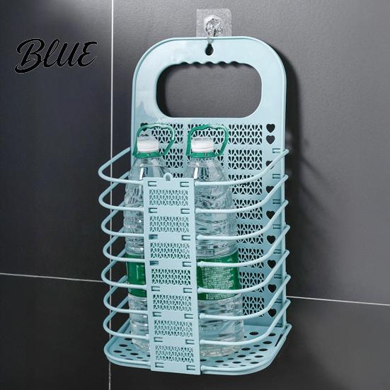 Narrow Space Laundry Mounted Portable Basket Hollow Breathable Organizer Foldable Design Wall Dirty Clothes Bag Saving Organizer for Bathroom