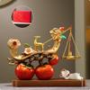 Deer Balance Ornament Gift Box Persimmon Luck Statue Finish Chinese Desk Decor for Homeowners,