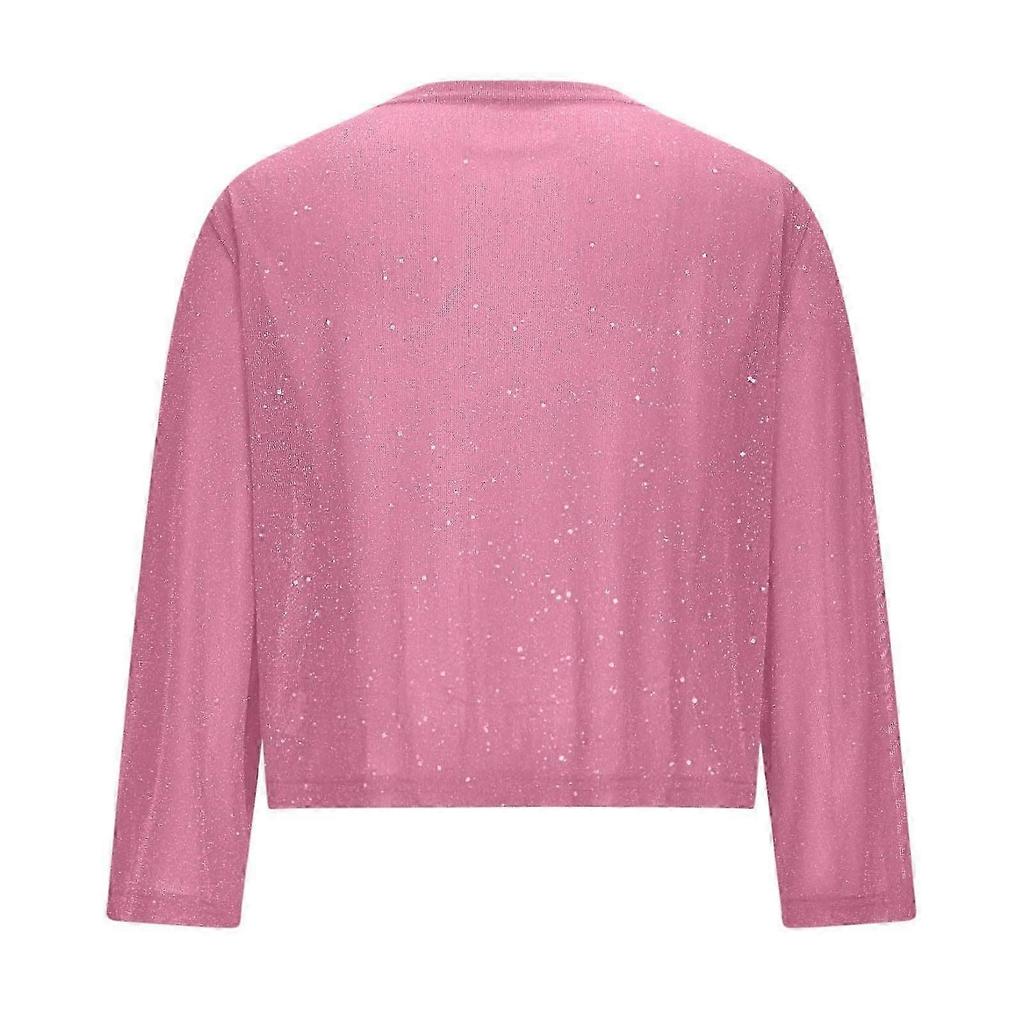 Women's Mesh 3/4 Sleeve Open Front Sequin Bolero Glitter Cropped Cardigan Jacket Cocktail Party Shrug Short Coats Sea Blue XXL New Arrival