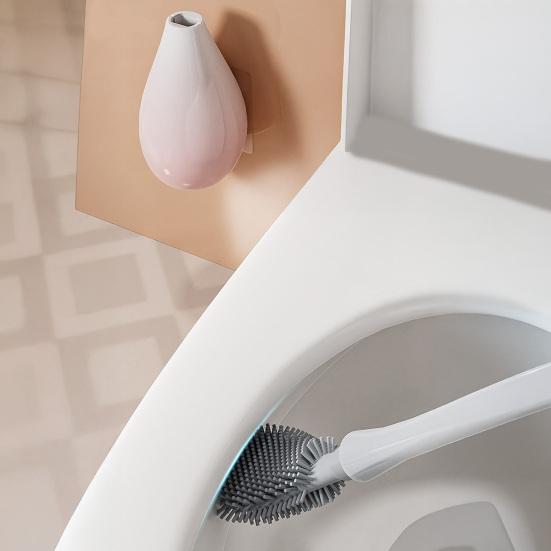 Toilettenbürste mit langem Griff Weicher Silikonbürstenkopf Vollständige Abdeckung Schnell trocknend Geruchsresistent Toilettenreiniger Badezimmerwerkzeug