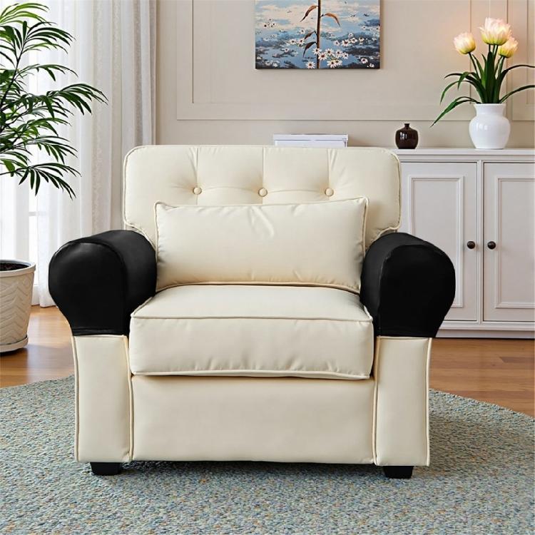 Arm Protector Covers 4 Adhesive Grip Set Fashionable Black PU Waterproofie Sofa Armrest Sleeve For Indoor Furniture Care