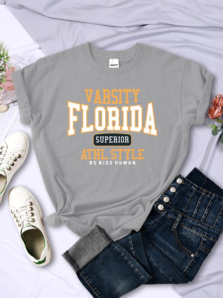 Florida Superior Athl Style Womans Short Sleeve Personality Casual Tops Breathable All-math T-Shirts Street Women Tee Clothing