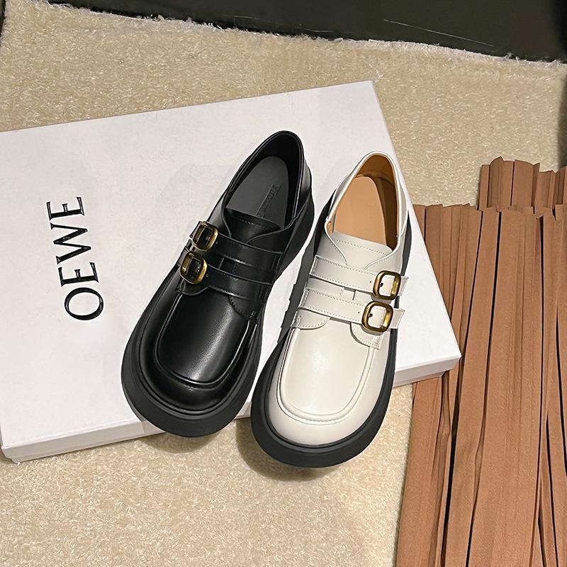 

Small Leather Shoes Women s Spring New College Style Casual Two-wear Single Shoes Thick-soled Leather Double Buckle Loafers Women