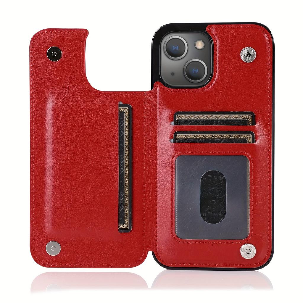 Handytasche, Brieftaschen-Handyhülle mit Kartenhalter, PU-Lederhülle mit Ständer und Kartenfächern, doppeltem Magnetverschluss und langlebiger, stoßfester Hülle für das iPhone