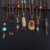 Boho Party Lucky Gift Ethnic Jewelry Nepal Necklace Mala Wood Bead Horn Fish Pendant Buddhist
