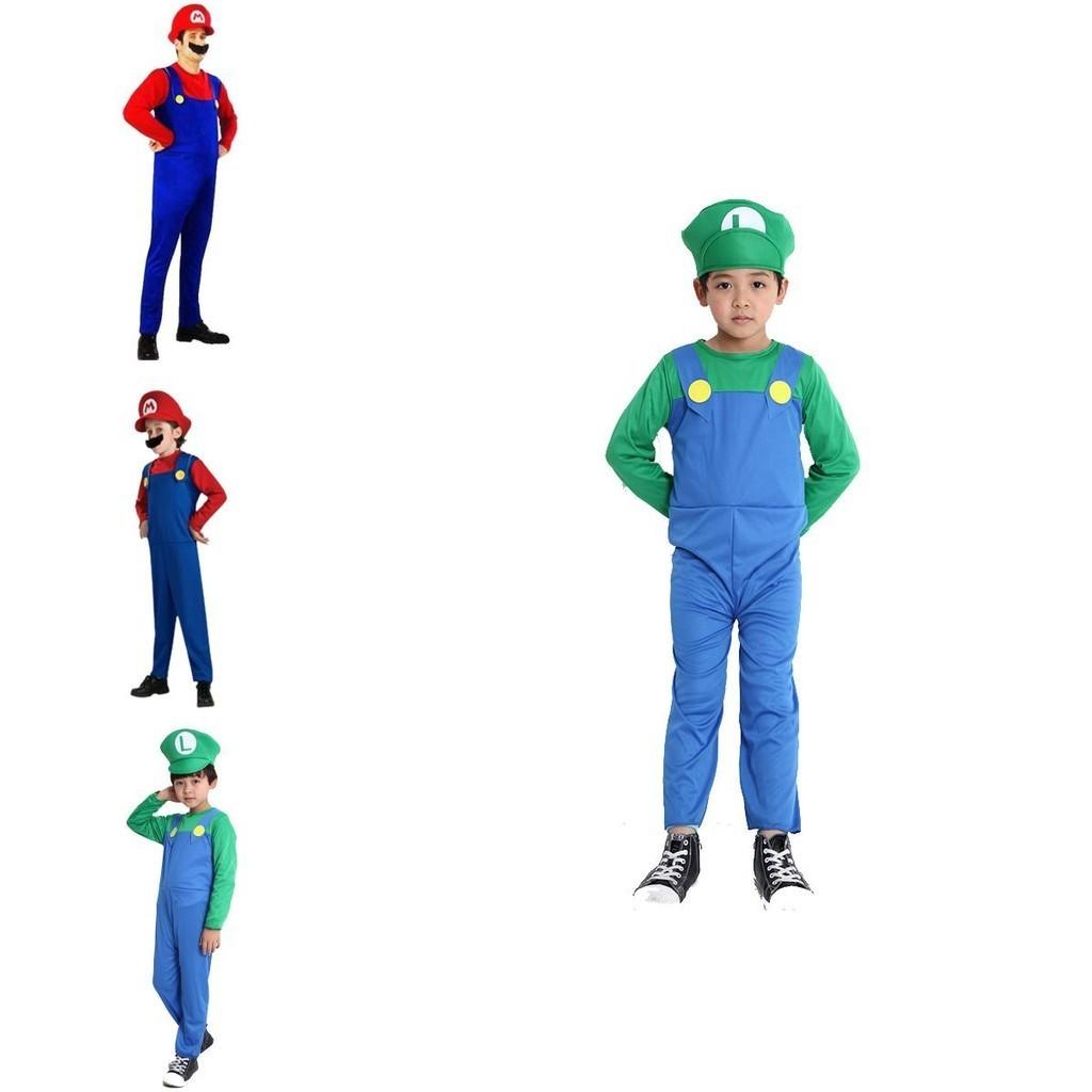 Familyfriendly Super Mario Bros Luigi Cosplay Costume Bright Colorful Full Body Suit For Halloween And Parties