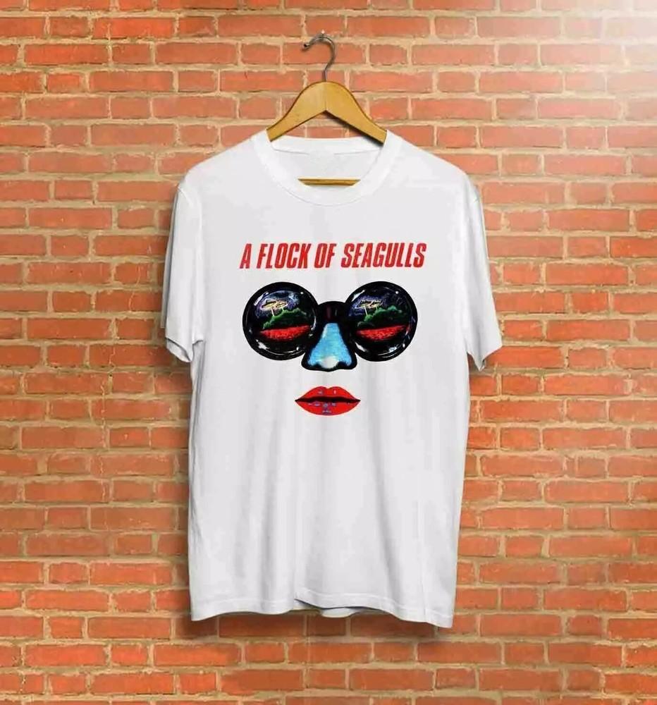 Vintage A FLOCK OF SEAGULLS Band Cotton White S-345XL Unisex Tee Shirt Unisex T-Shirt M