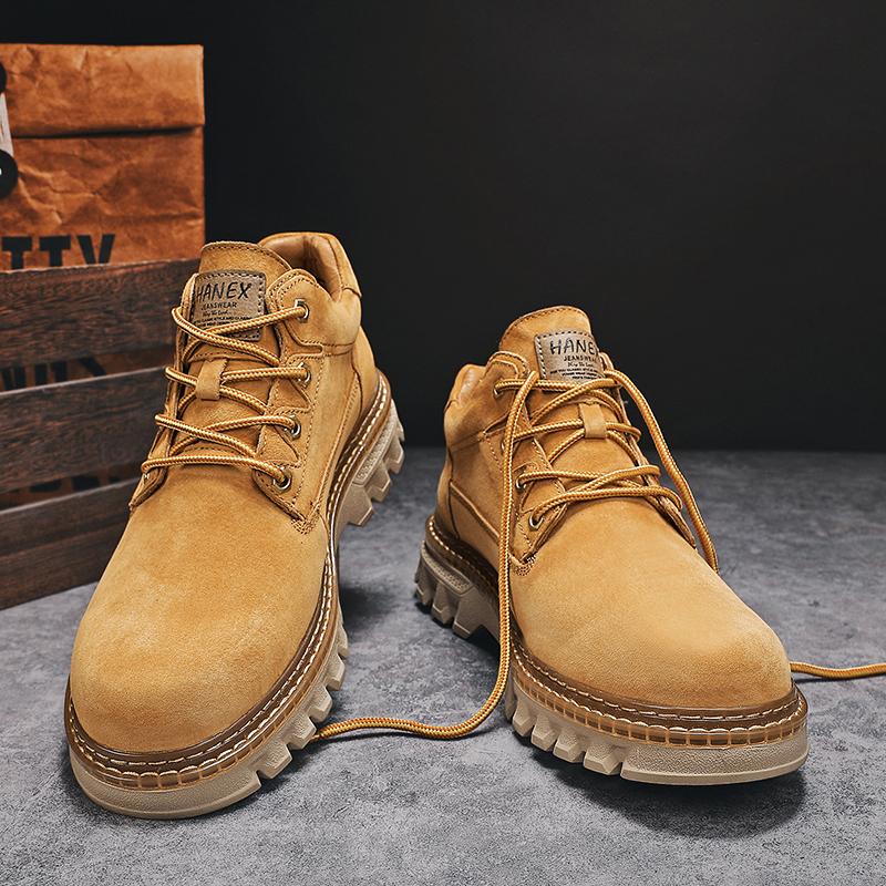 2024 Winter Ankle Boots Men's Boots Outdoor Comfortable Yellow Boots with Classic Design High Top Men Casual Shoes