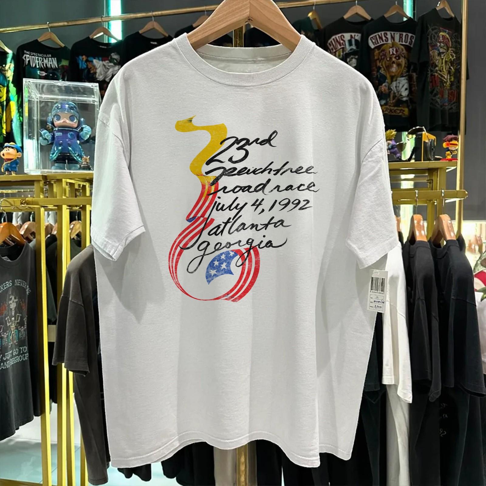 1992 Peach Tree Road Race Atlanta Georgia Washed T-Shirt White L XL