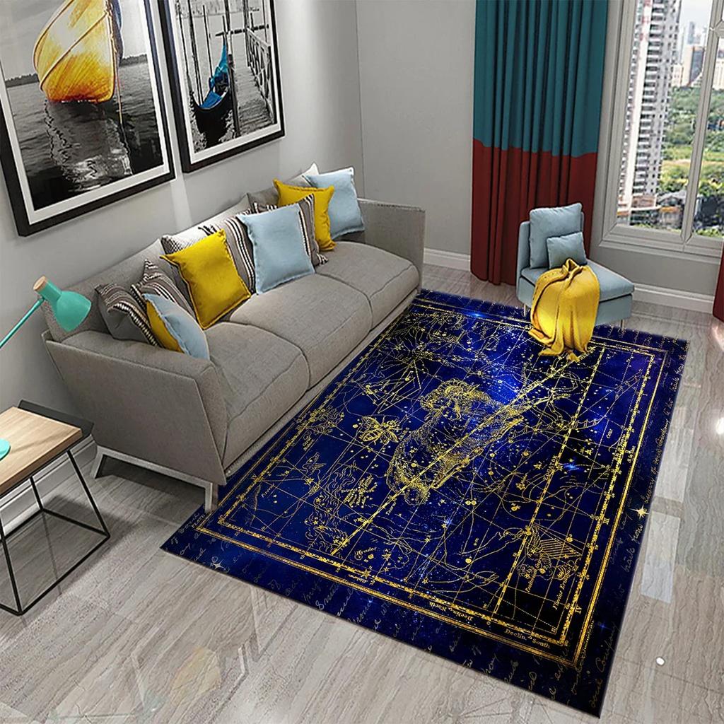 Twelve Constellations Carpet Astrology Rug Mystic Divination Rectangle Area Rugs for Adult Yoga Mats Living Room Decor Door Mat