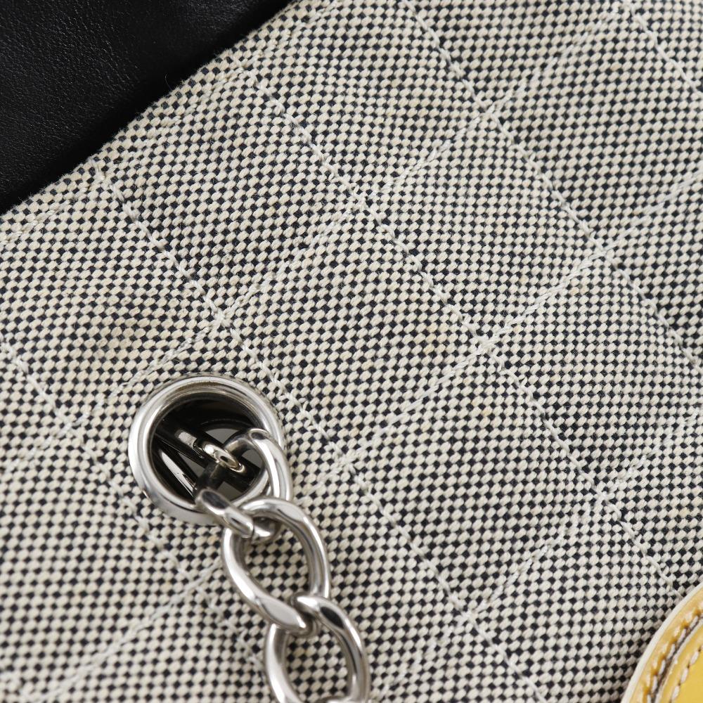 Chanel Camellia NO5 Tote Bag Chocolate Bar Chain Tote Gray/yellow Canvas Women Used