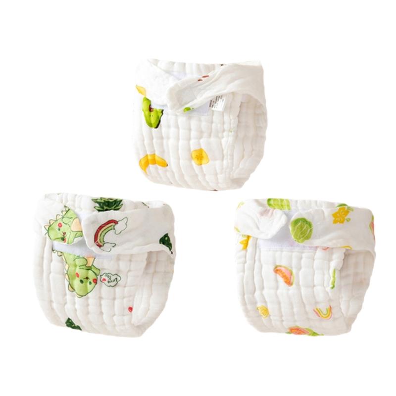 3pcs or 5pcs Set Infant Cotton Nappies Soft and Absorbent Washable Design Diapers for Four Season 0-12 Month Baby