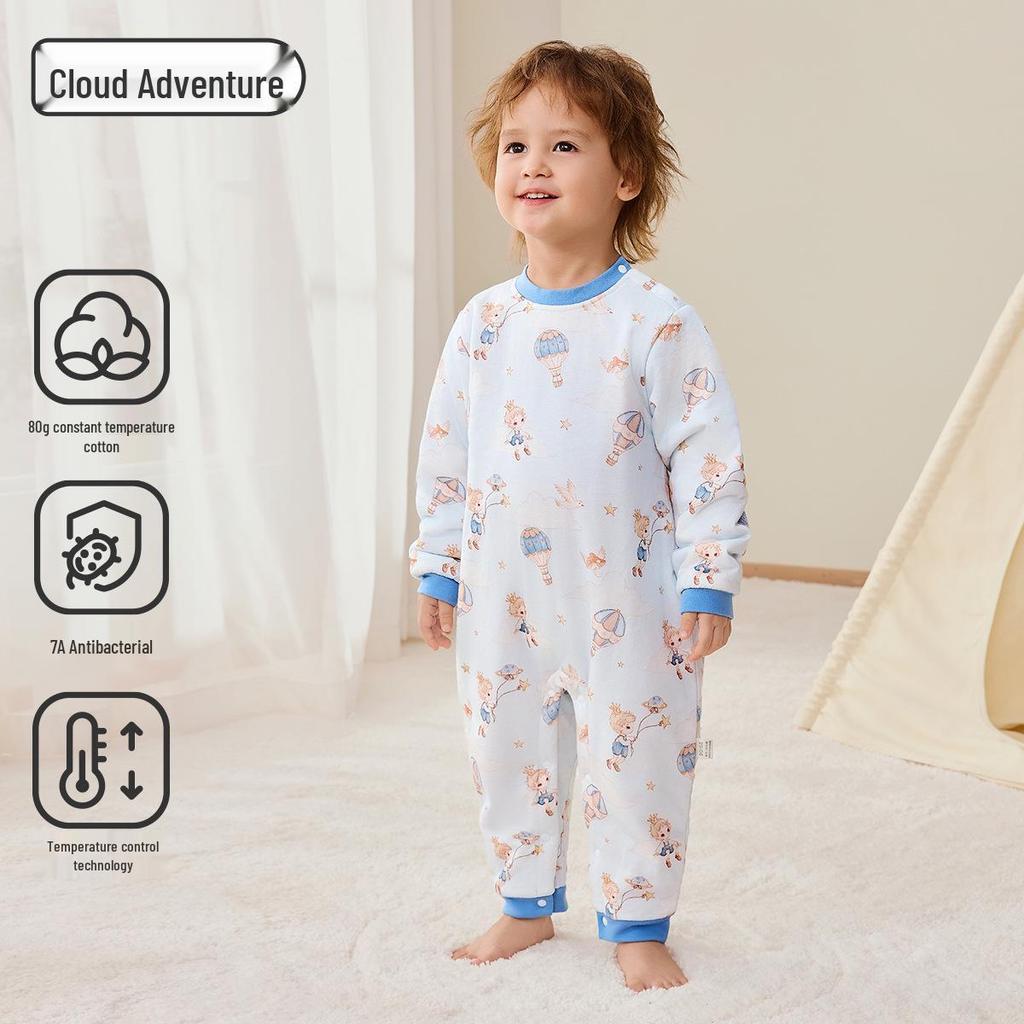 Camellia Constant Temperature Baby Sleeping Bag - Autumn & Winter Quilted Anti-Kick Blanket with Legs for Children