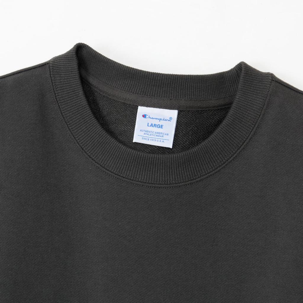 Champion Long Sleeve French Terry Crew Neck Off with Embroidered Logo and Relaxed Drop Shoulder Detail Men's Sweatshirt, Black, C8-A023Z, Fit,