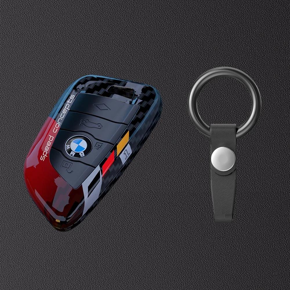 Autoaufkleber Heiß 2025 ABS Kohlefaser Auto Schlüsselanhänger Hülle für BMW 1 2 3 4 5 6 7 Serie X1 X3 X7 X5 X6 X4 F10 F20 F30 G20 G30 G01