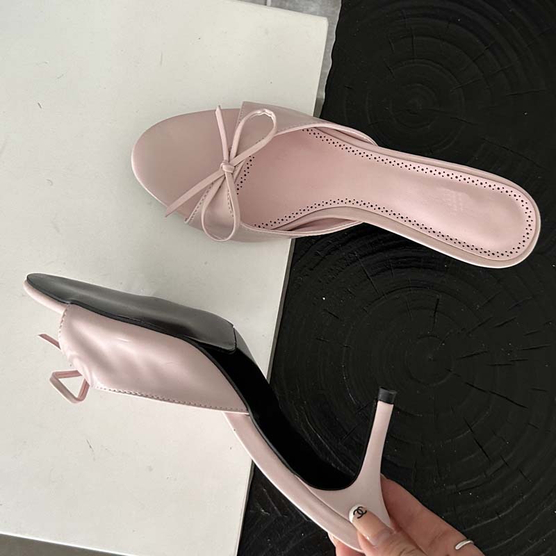 Fashion Eilyken 2025 New Arrivals Summer Pink Butterfly-knot Woman Slippers Elegance Stripper Thin Low Heels Ladies Mules Slides Shoes