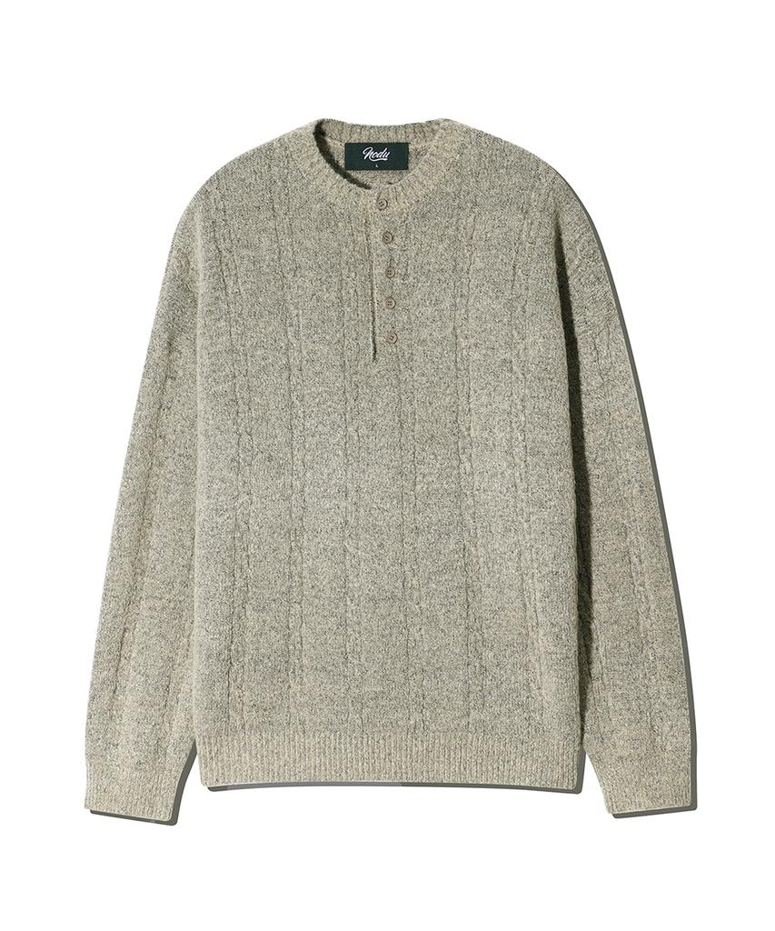 NODU Soft Henley Neck Round Long Sleeve Knit [4 Colors]