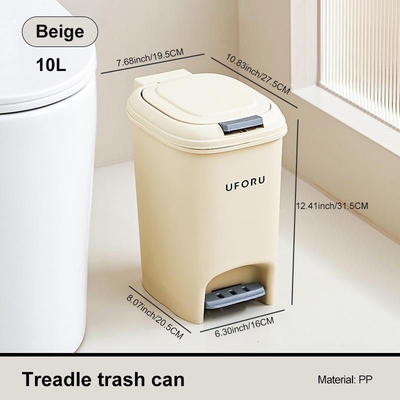 UFORU 10L Luxury Large Capacity Trash Organizer Bins for Living Room Kitchen and Bathroom with Lid Creative Foot/Push Type